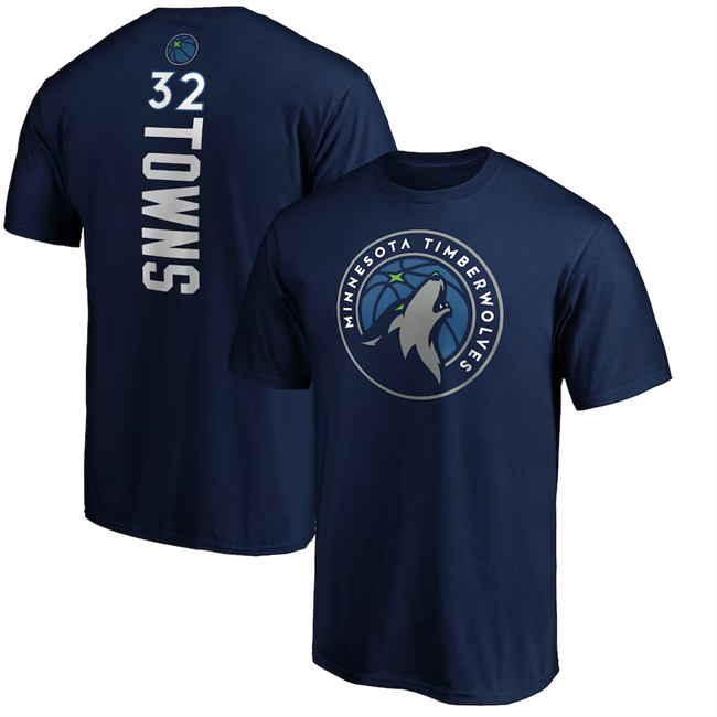 Men's Minnesota Timberwolves #32 Karl-Anthony Towns Navy Name & Number T-Shirt Men's Minnesota Timberwolves #32 Karl-Anthony Towns Navy Name & Number T-Shirt